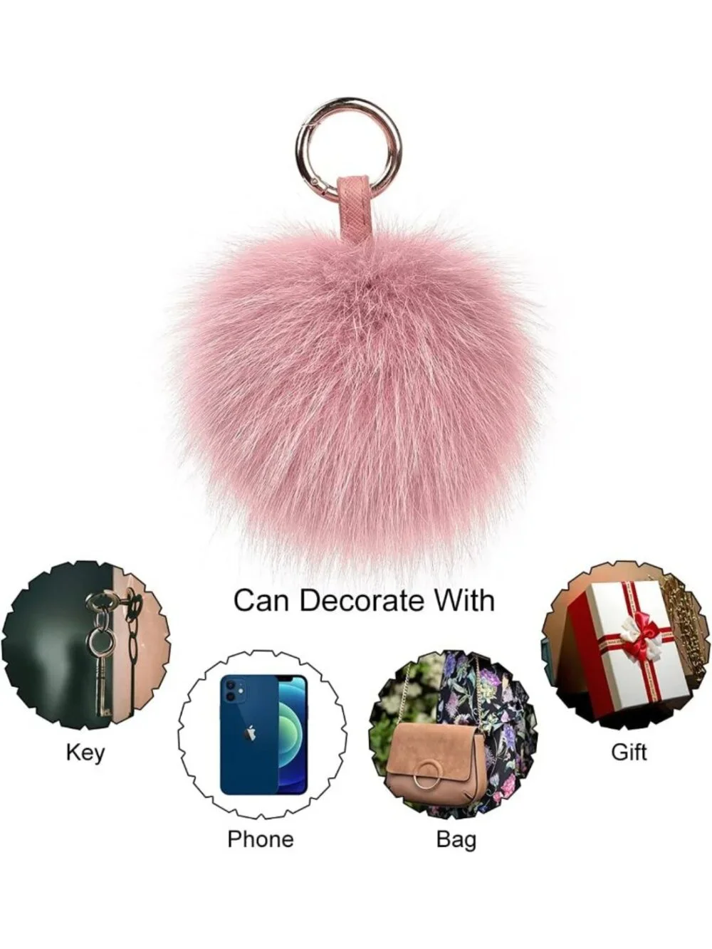 Fluffy Real Fox Fur Pompom Keychain | Large Furry Bag Charm Accessory